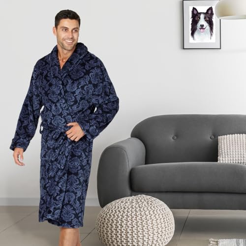 Intimo Men's Paisley Corel Robe, Navy4
