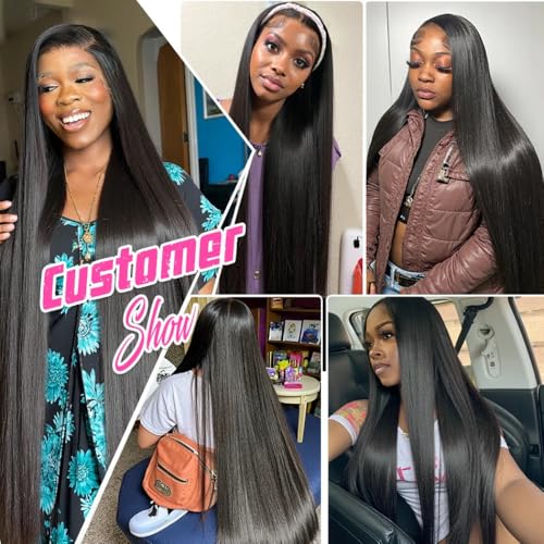 13x6 Lace Front Wigs Human Hair 200 Density 24 Inch Straight Wig - image 6