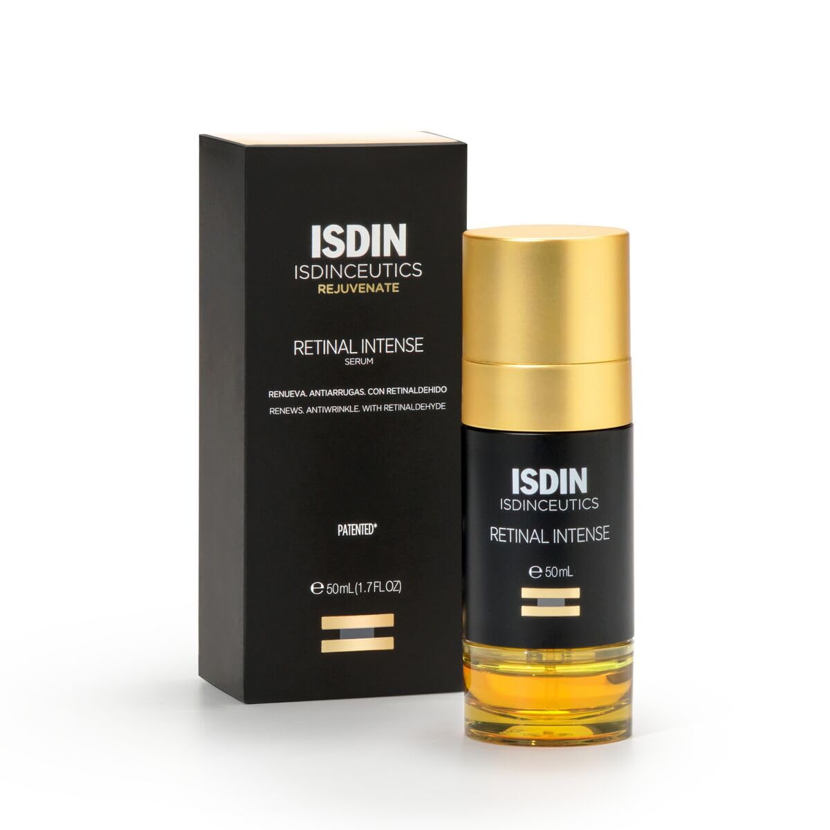 ISDINCEUTICS Retinal Intense - Retinal Serum & Anti-Aging Nachtserum - Mit Retinaldehyd & Melatonin - Glättet Falten, Beschleunigt Hauterneuerung - Zweiphasig, 50ml