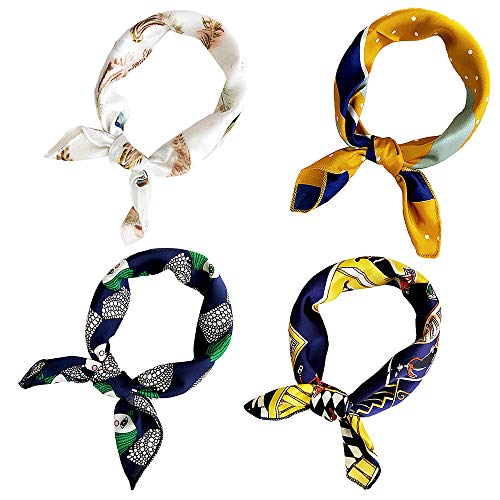 4 pañuelos Jurxy cuadrados, de seda satinada, para el cuello, de 51 x 51 cm