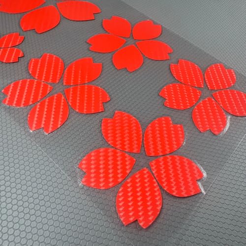 Image of Creative Fashion Flower Cherry Blossoms Petal Leaves Motor Bike Stickers Auto Body Car Styling PVC Decals (Carbon Fibre Red)