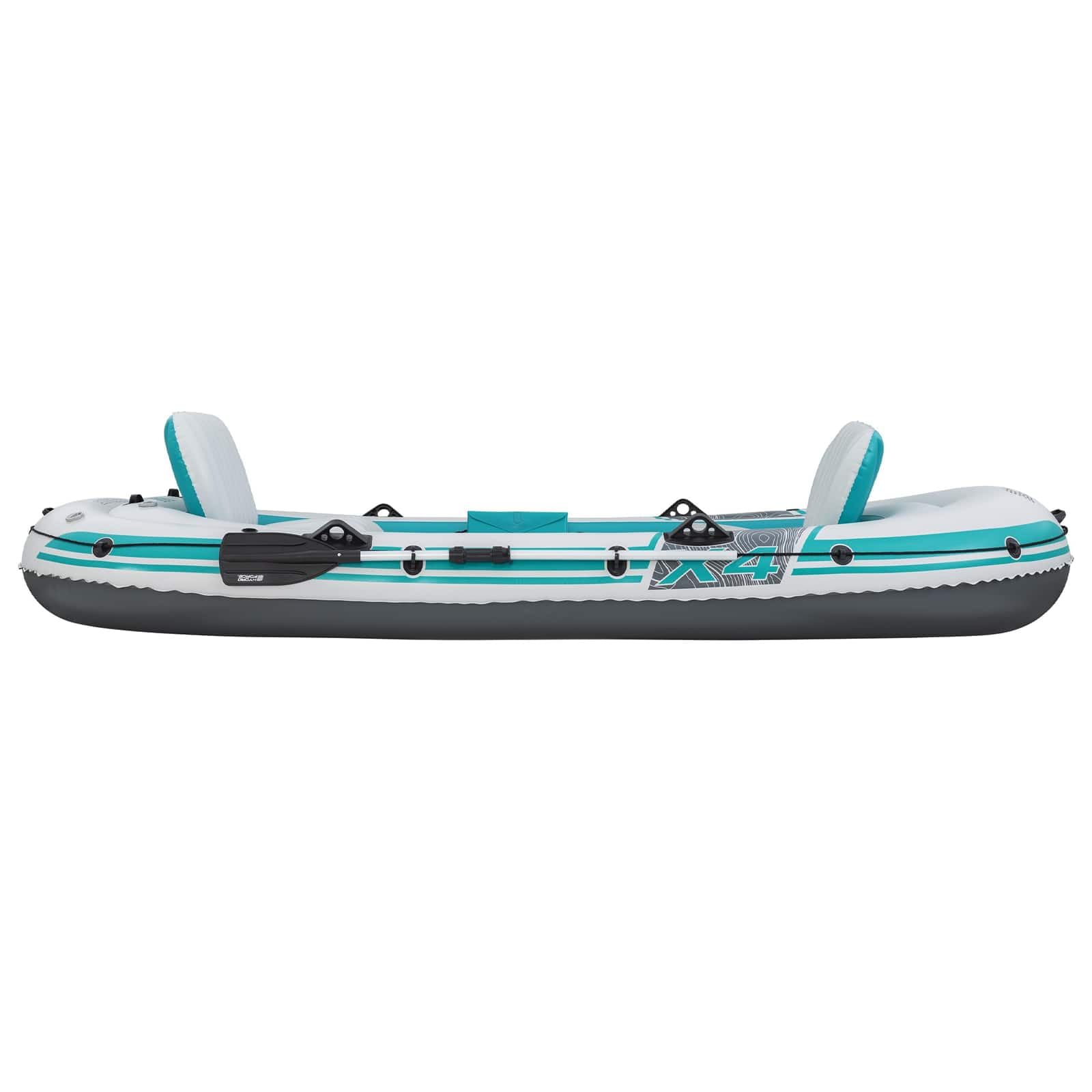Bateau Gonflable Gris Blanc 3,15 x 1,65 m PVC Robuste avec rames en Aluminium, Pompe à Main, Sac de Transport, Supports de Canne, œillets de Moteur, capacité 500 kg