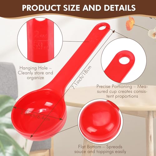 Image of Teenyyou 10 Pcs 2 oz Foodservice Products Measure Spoon with Short Handle Measuring Scoop Miser Food Grade Solid Portion Control Spoon for Oatmeal Creatine Coffee Grains Spices Powders(Red)