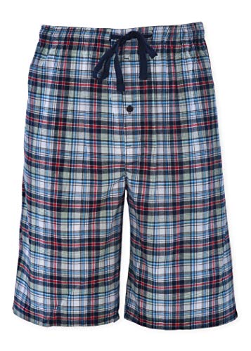Hanes Mens 2-Pack Woven Stretch Pajama Short, Red Plaid Navy, X-Large #TOP2
