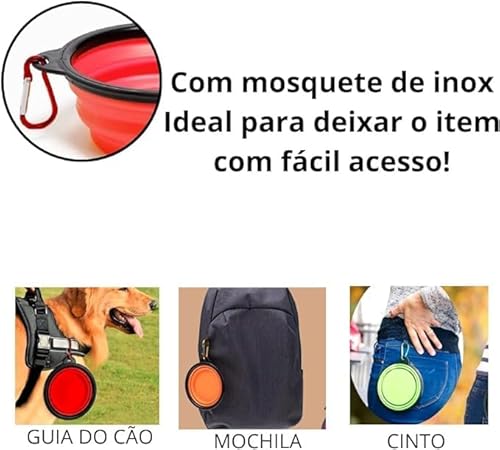 Kit 2 Comedouro Bebedouro Pet Retrátil de Silicone 13cm Comida Água Para Cães Gatos Altura Regulável