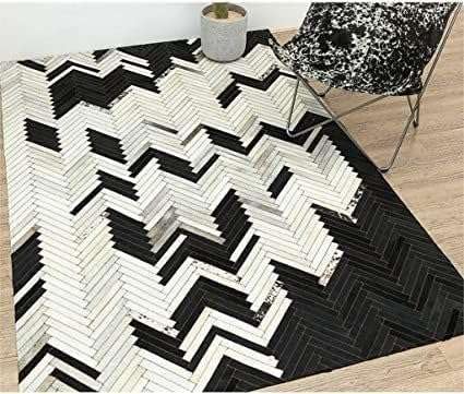 Tapis en cuir de vache véritable patchwork idéal pour réchauffer l'ambiance du salon