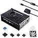 Smraza Compatible with Raspberry Pi 4 Case, Acrylic Case with Cooling Fan, 4PCS Heatsinks, 5V 3A USB-C Power Supply for Raspberry Pi 4 Model B (RPI 4 Board Not Included) - Black
