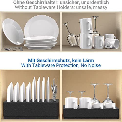 Siegvoll Wohnmobil Tellerhalter Set (ohne Geschirr) Tassenhalter für Wohnmobile Wohnwagen Boote Besteckhalter für 8 Teller und 8 Tassen (Kompatibel mit mehr Größen)