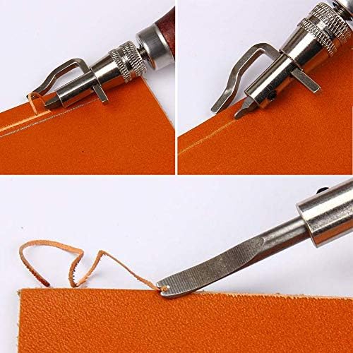 7 in 1 Pro Adjustable Stitching Groover and Creasing Edge Beveler, Leather Groover Tool(Red), Leathercraft Kits, Leather Carving Hand Edge Tools for Beginner Leathercraft Work