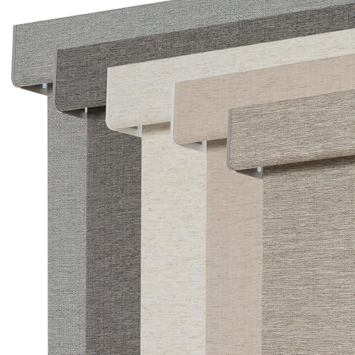 Image of Persilux Blackout Roller Shades for Window Blinds,Cordless,Linen Fabric,Thermal Insulated Fabric UV Protection Shades for Home,Office,Bedroom,Door,Blackout-Light Brown,36 inch W X 72 inch H
