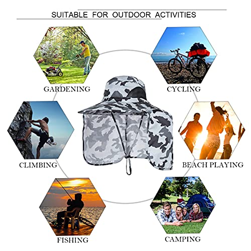 Image of Sun Blocker Hats Outdoor Sun Protection Fishing Cap with Neck Flap Large Brim Outdoor Hat