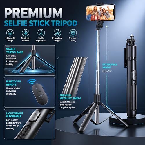 Image of S15 Selfie Stick Tripod 360 Rotation, Extendable Upto 62 inch Tripod Stand for Phone /Action Camera /DSLR Camera, Photoshoot Perfect for Vlogging