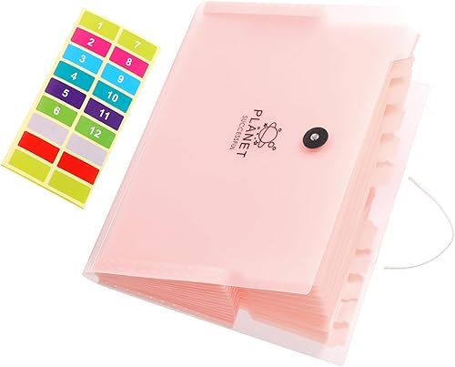 Miniatura 1 de Carpetas expansibles con 13 bolsillos para documentos de papel tamaño carta A4, bonito color caramelo con posición de pestaña colorida para