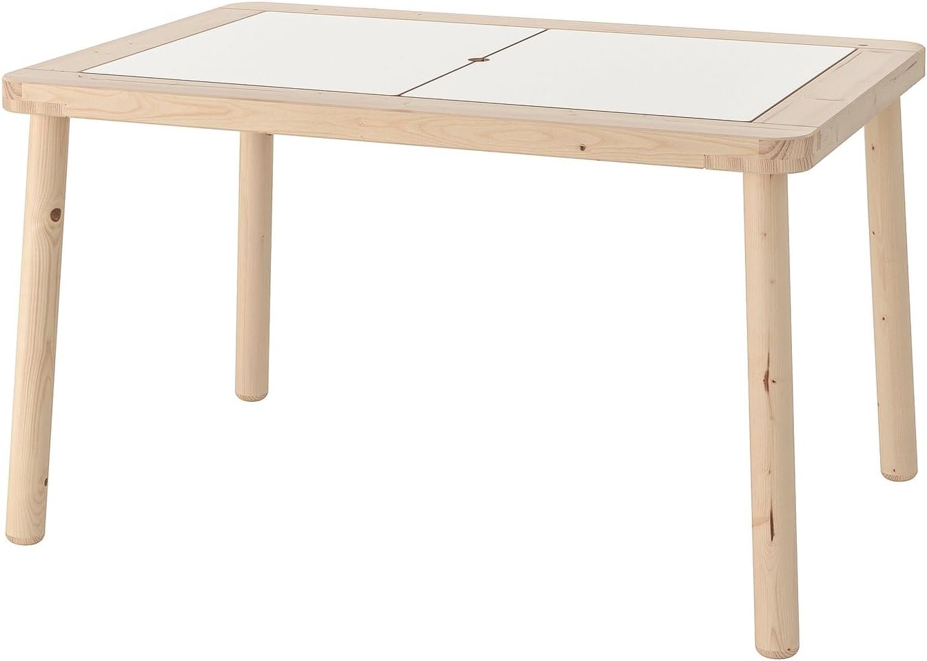Kids Activity Table with Storage, Natural Pine Wood, 32 5/8 x 22 7/8 x 18 7/8 Inches, Compatible with TROFAST Storage Boxes, Solid Pine Construction, Tinted Clear Acrylic Lacquer Finish