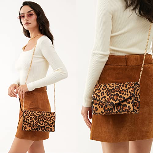 Hoxis Leopard Print Envelope Evening Clutch Women Chain Shoulder Bag (Brown Leopard Print) #TOP5