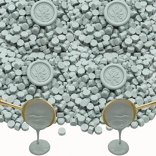 600pcs Sage Green Wax Seal Beads, Andotopee Premium Sealing Wax Beads for Stamp Seals, Octagon Wax Pellets Refill Pack for Wax Seal Kit, Wedding Invitation Decor, Letter Envelope Seal, DIY Crafts