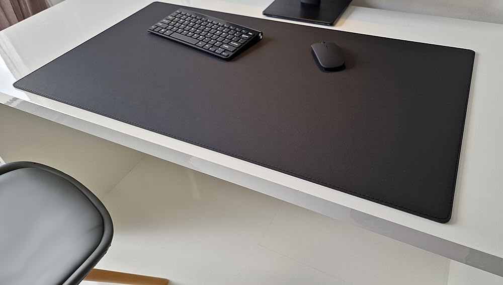 Schreibtischunterlage Echt Leder Schwarz 70 x 50 cm Echt Rindsleder glatt ohne Mousepad