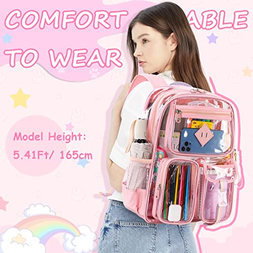 Image of PIG PIG GIRL Clear Backpack for School,Heavy Duty PVC Transparent Bookbag for Girls Stadium Approved See Through Backpack