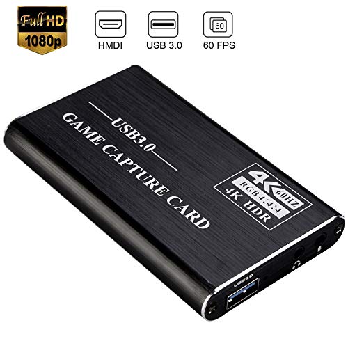 Kdely Carte de Capture Vidéo HDMI USB 3.0 Avec Microphone, HD Portatile Plug and Play Game Video Capture Card Boîtier D'enregistrement en Direct pour Windows/Mac OS X/Android/Linux