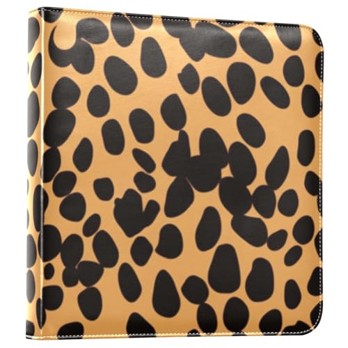 JIPONI Leopard Print Spots Large Photo Album, DIY Leather Cover Scrapbook Albums for 4x6 5x7 6x8 Pictures, Self Adhesive Memory Book for Wedding, Baby, Family