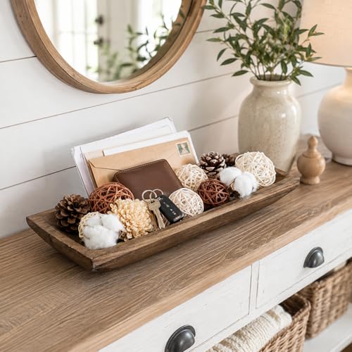 Yenisyea Wood Dough Bowl for Decor, Farmhouse Centerpiece Tray