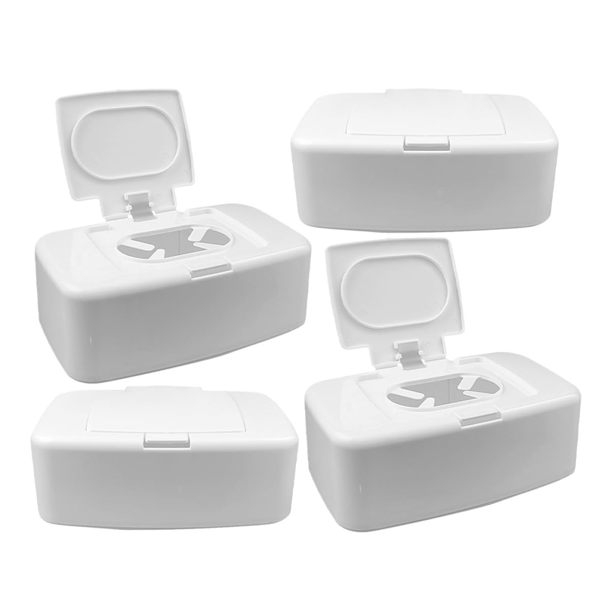 TOYANDONA Caja Porta Toallitas para Ñiño 4 Unidades, Dispensador Plástico Blanco Botón Pulsador, Soporte Práctico para Toallitas Húmedas en Baño, Dormitorio y Sala de Estar