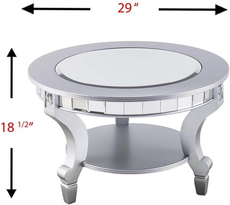 SEI Furniture Lindsay Glam Round Mirrored Coffee Table