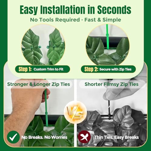 KASZOO Artificial Ivy Privacy Fence Screen - 120x40in Artificial Faux Privacy Fence Panel Artificial Green Wall Balcony Privacy Screen Decoration for Patio, Balcony, Wall, Backyard Indoor Outdoor