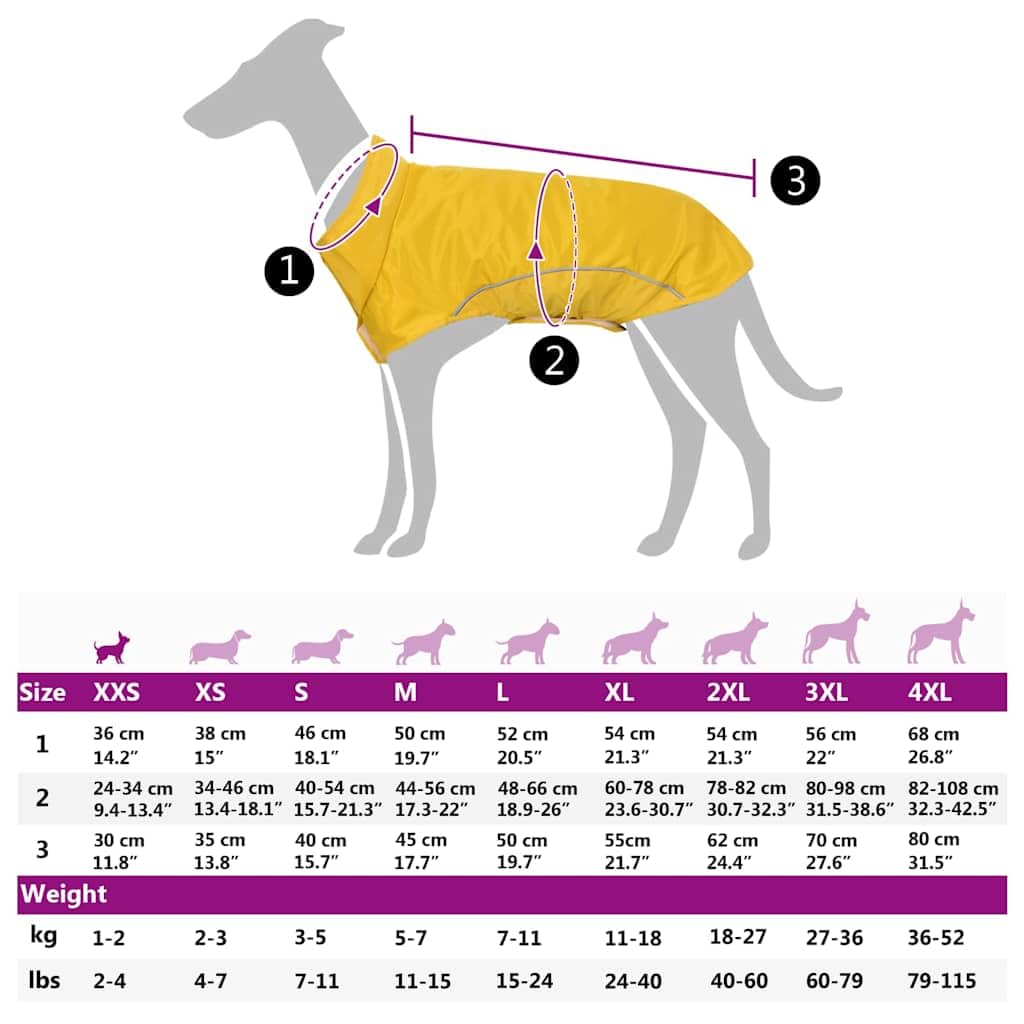 Impermeabile per cani, giallo, in poliestere, con strisce riflettenti e chiusura in , protezione impermeabile per cuccioli e cani di piccola taglia, taglia XXS, ideale per autunno, inverno e