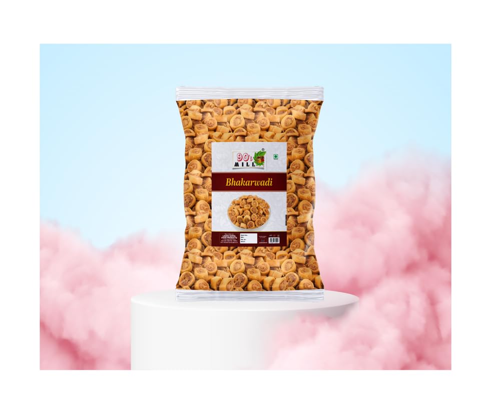 90's MILL Bhakarwadi | Chai Time Snack | Ready to Eat Bhakarwadi Snacks | Mini Bhakarwadi | Indian Namkeen Nashta | Authentic Regional Preparation | Traditional Indian Snacks | Party Snacks-900g*3Pack 2