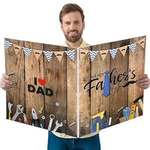 Blosssound Jumbo Father’s Day Card 25 x 16 Inch Giant Guest Book Large Happy Father’s Day Greeting Card Big Custom Gifts from Son Daughter Wife for Dad Holiday Party Decorations