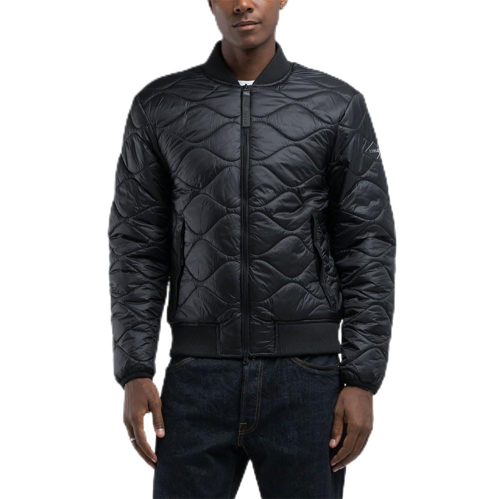 Replay Men's Quilted Bomber Jacket, 098 Black, L