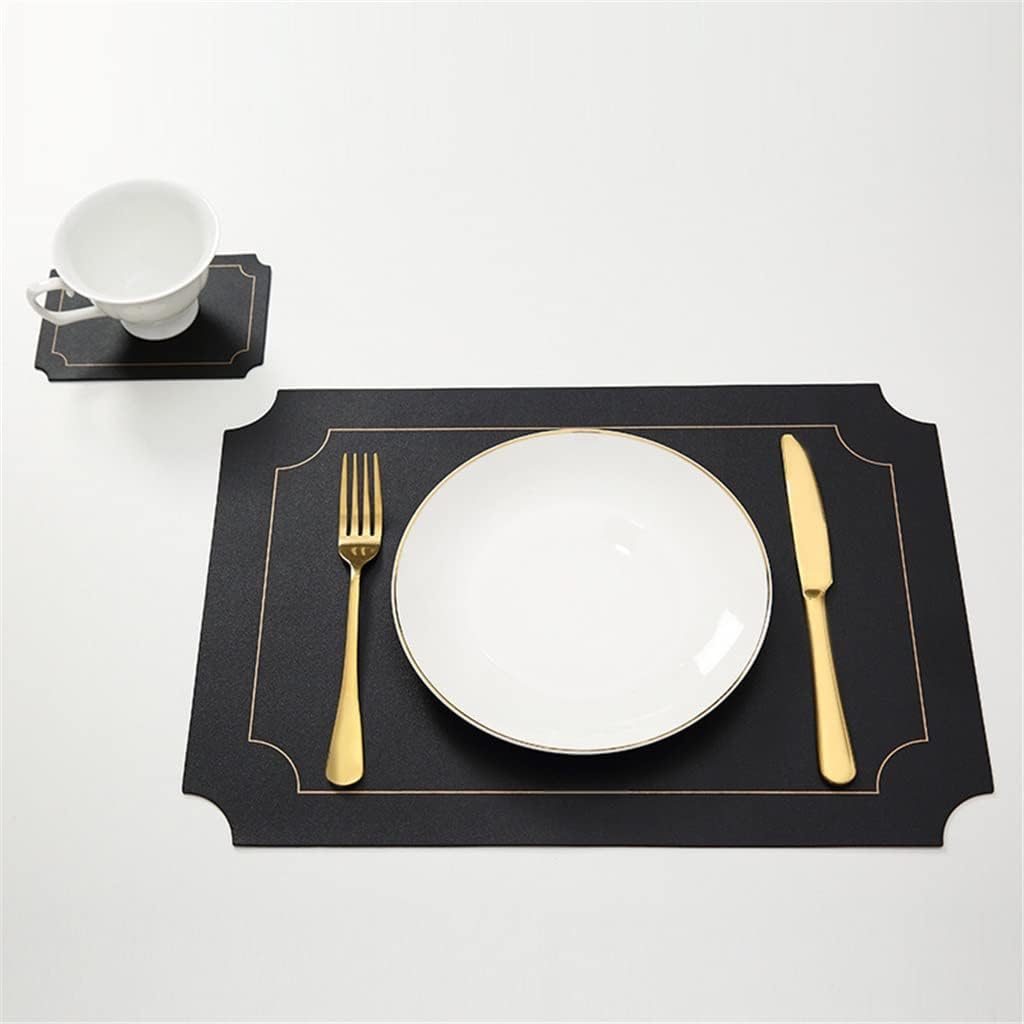 6 Pcs Leather Placemats Coaster Pads Tableware Mat Western Table Pads Bowl Pad for Home Kitchen Accessorie(D)