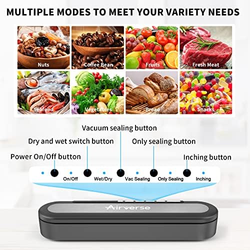 Vacuum Sealer 5-in-1 USB Rechargeable Cordless Food Vacuum Sealer Machine, -60Kpa Auto Vacuum Packing Machine for Sous Vide Cooking, Vac Pack Machine with 10 PCS BPA-Free Vacuum Bags, Cutter, Tube