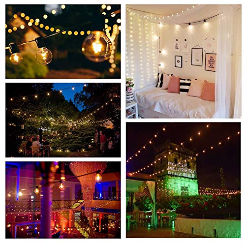 GOOTHY Outdoor String Lights, 25FT Hanging Patio Lights String with 27 G40 Clear Globe Bulbs (2 Spare), Connectable Globe String Lights for Indoor Outdoor Garden Commercial Decor, C7/E12 Base - Brown by GOOTHY - Used condition - Image 7