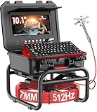 Sewer Camera with 512Hz Transmitter 100ft, 7mm Cable Self Leveling Drain Cameras with Distance Counter, Plumbing Camera Snake with Light, 10.1'' Pipe Borescope Inspection Cam w/DVR (Keyboard Input)