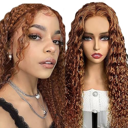 Perruque 13x4 Lace wig cheveux humain bouclés #30 châtain clair 18 pouces