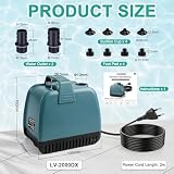 SUPAWAY Pompa zanurzeniowa do akwarium, 25 W, 1500 l/h, bardzo cicha pompa wodna, mała pompa do stawu, podwodna, przenośna, z 2 dyszami i kablem 2 m, do stawów, akwariów, ogrodu, fontanny (niebieska)