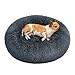 Feandrea Hundebett flauschig, Katzenbett, Donut Kissen, waschbar, Polsterung in der Mitte herausnehmbar, Langer Plüsch, 60 cm Durchmesser, dunkelgrau PGW038G02