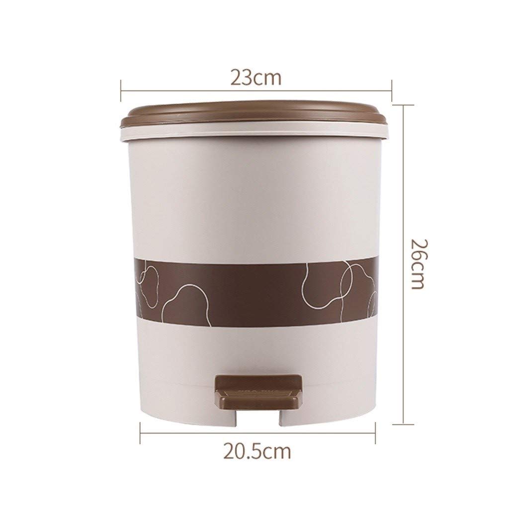 Dustbins 6/9.6L Pedal Bin Plastic Garbage Bin Bathroom Round Trash Can with Lid and Removable Inner Wastebasket for Kitchen Living Room Home Dust Bin Waste Recycling (Color : B Size : 9.6l) (A 6l)