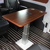 【Robusto e Durevole】 La colonna del tavolo per camper è realizzata in lega di alluminio ispessita, resistente all'usura, liscia e delicata, e può sopportare un carico fino a 90 kg. Il piano è realizzato in legno massello multistrato, con trattamento superficiale con pellicola, buone prestazioni di impermeabilità e una pulizia quotidiana molto pratica