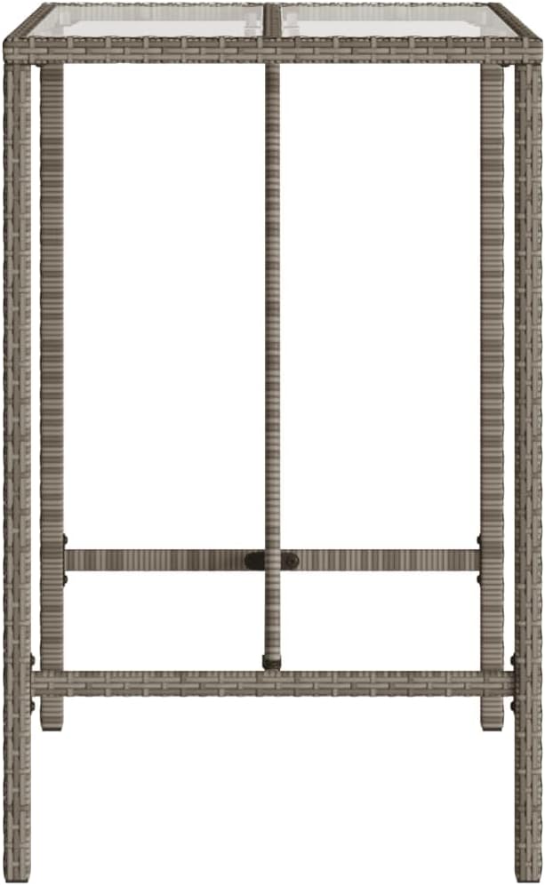 vidaXL Patio Bar Table, Outdoor Pub Table, Garden Bar Table, Bar Outside Table for Balcony, Patio Furniture, Modern Style, Gray Poly Rattan