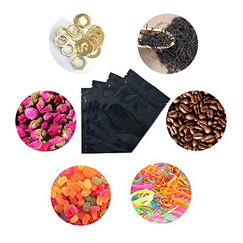 NA/ 200 stuks zwarte hersluitbare Mylar-tassen, geurbestendige zakken, foliezakken, platte druksluitzakken voor het… - Image 5