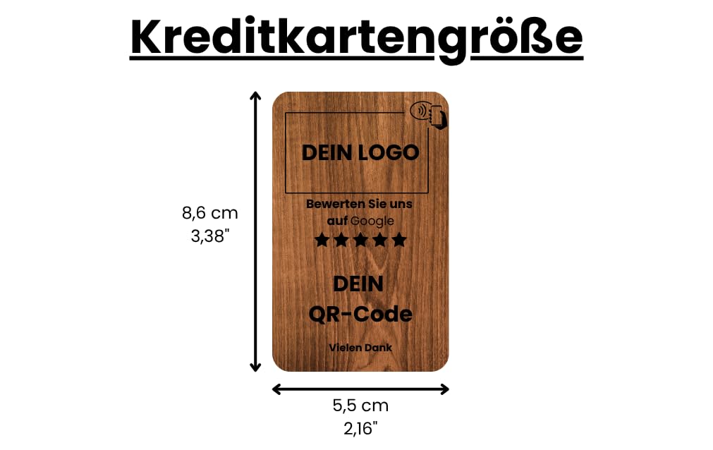 Aspira Home Google Bewertungskarte mit NFC, Rezensionskarte für Google Bewertungen, FERTIG VOREINGERICHTET für Ihr Google Bewertungsprofil, Holzoptik (personalisiert)