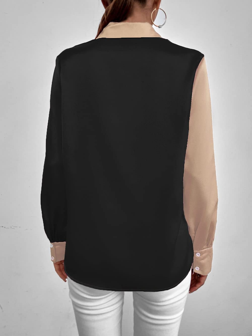 Damen-Hemd Mit Knopfleiste,Damen Satinbluse Hemd Naht Langarm Vintage Mode Seidenhemden Business Hemd Mit Knopf Sexy Party Tops Lässige Arbeit Bürobluse Für Mädchen Damen