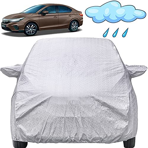 Image of Autofact Waterproof Car Body Cover Compatible with Honda City (2020 to 2021) with Mirror Pockets (Shinning Silver).