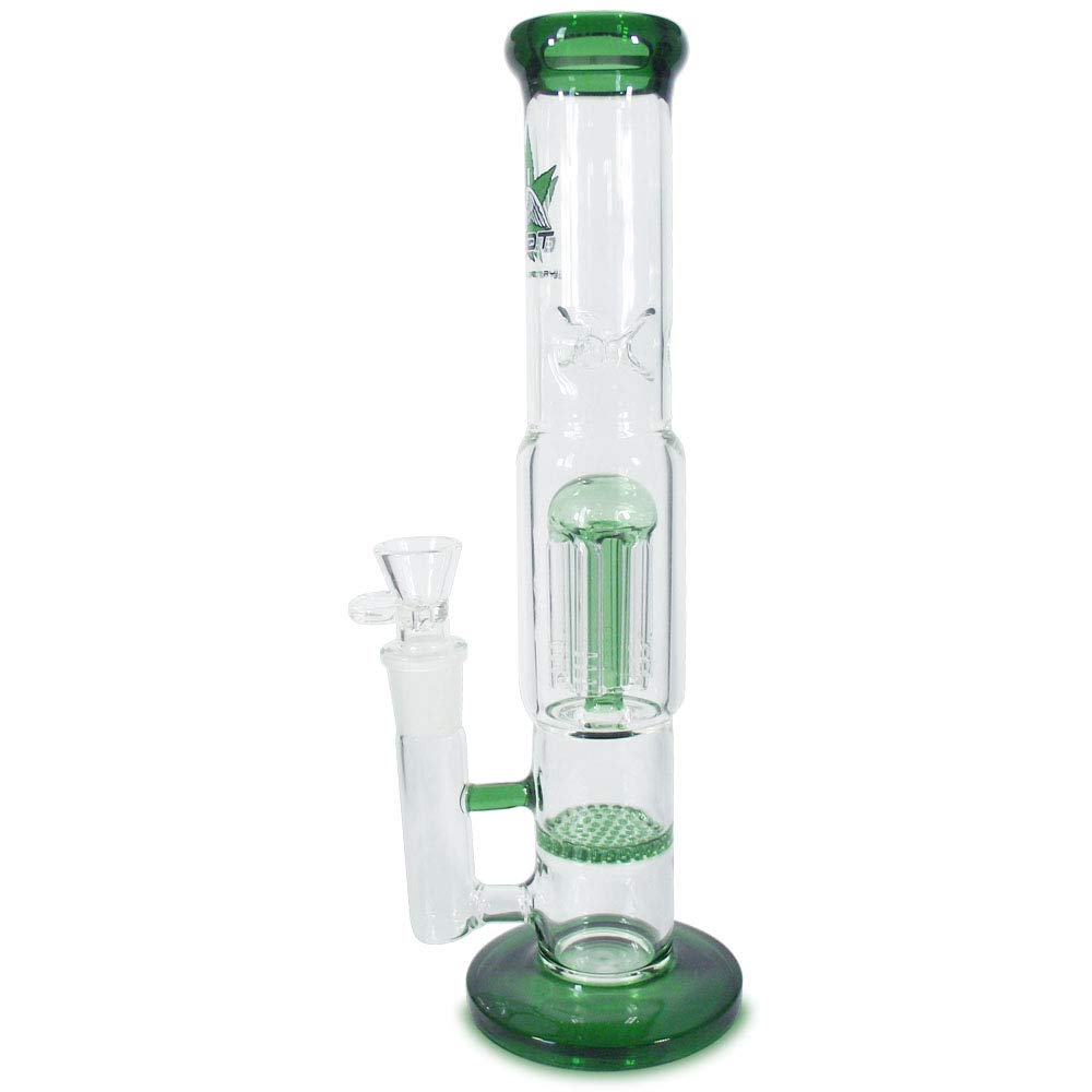 Bong Percolator und Diffusor 30cm Grün von GHODT Glasbong mit 14.5 Chillum 5mm Glas - inklusive Sieb - Für den Gebrauch von Kräuter- und Tabakwaren