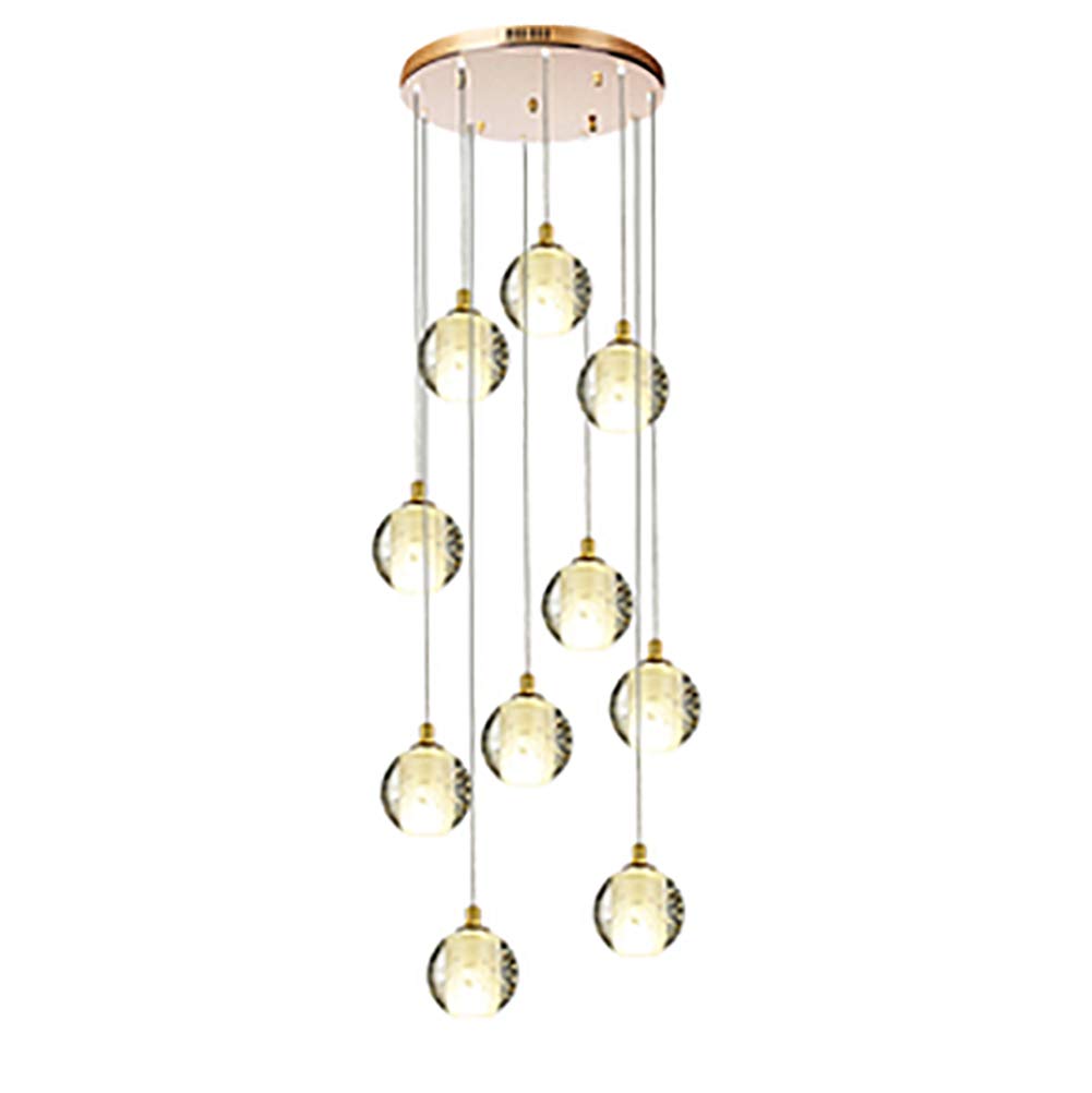 Tfgajkkkkk Multicoloured Spiral Staircase Villa Club Living Room Dining Room Hanging Light Nordic Long Crystal Chandelier Light Simple Postmodern Lighting G4 Staircase Chandelier-Golden Misarrangement 8 (Golden Misarrangemen