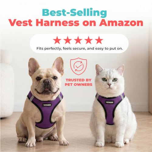 Image of Voyager Step-in Air Dog Vest Harness - Purple /Black Trim, X-Large | 20.5 - 23 inch in Chest, Reflective Bands, All Weather Breathable Air Mesh, Cats Compatible, Lightweight, Fast Drying