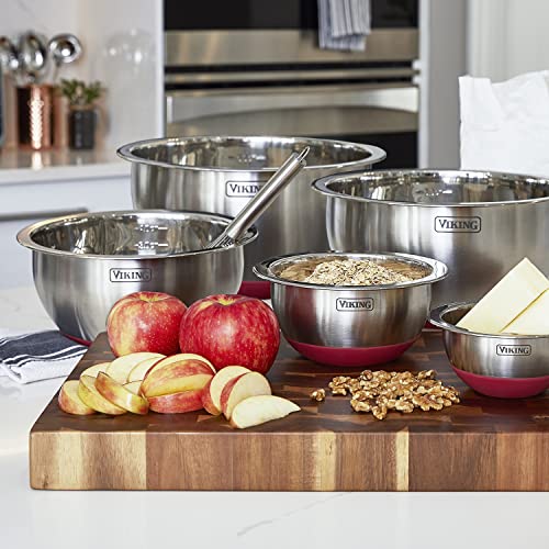 image for Viking Culinary Stainless Steel Mixing Bowl Set, 10 piece, Non-slip Si